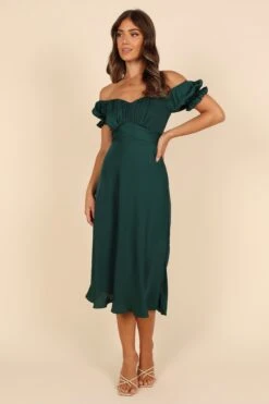 Mickenna Sweetheart Frill Midi Dress - Emerald -Fashion Dress petal and pup usa dresses mickenna sweetheart frill midi dress emerald 32673825751217