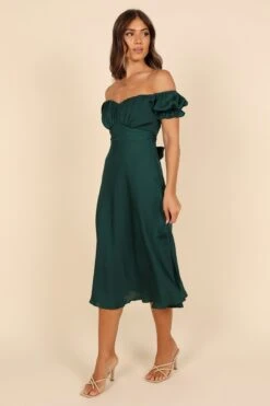 Mickenna Sweetheart Frill Midi Dress - Emerald -Fashion Dress petal and pup usa dresses mickenna sweetheart frill midi dress emerald 32673825783985