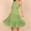Milla One Shoulder Tiered Midi Dress - Green -Fashion Dress petal and pup usa dresses milla one shoulder tiered midi dress green 32465631183025
