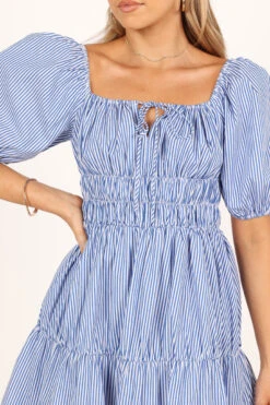 Minne Mini Dress - Blue Stripe -Fashion Dress petal and pup usa dresses minne mini dress blue stripe 33488436428977