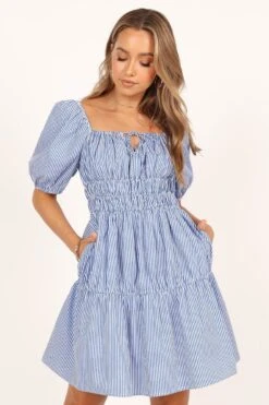 Minne Mini Dress - Blue Stripe -Fashion Dress petal and pup usa dresses minne mini dress blue stripe 33488436461745