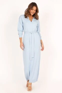 Monday Long Sleeve Maxi Knit Dress - Blue -Fashion Dress petal and pup usa dresses monday long sleeve maxi knit dress blue 33928691089585