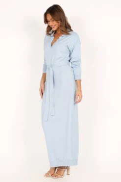 Monday Long Sleeve Maxi Knit Dress - Blue -Fashion Dress petal and pup usa dresses monday long sleeve maxi knit dress blue 33928691155121