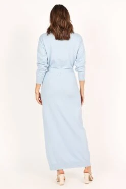 Monday Long Sleeve Maxi Knit Dress - Blue -Fashion Dress petal and pup usa dresses monday long sleeve maxi knit dress blue 33928691187889