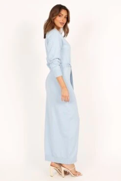 Monday Long Sleeve Maxi Knit Dress - Blue -Fashion Dress petal and pup usa dresses monday long sleeve maxi knit dress blue 33928691220657