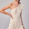 Monet One Shoulder Ruffle Mini Dress - Ivory -Fashion Dress petal and pup usa dresses monet one shoulder ruffle mini dress ivory 33524480409777