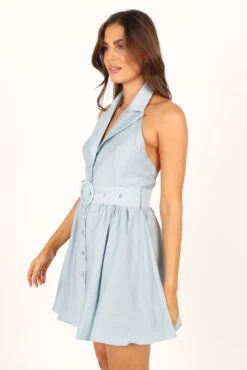Monroe Halterneck Mini Dress - Blue -Fashion Dress petal and pup usa dresses monroe halterneck mini dress blue 33757586587825