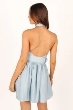 Monroe Halterneck Mini Dress - Blue -Fashion Dress petal and pup usa dresses monroe halterneck mini dress blue 33757586620593