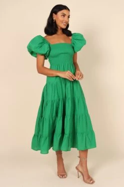 Morgan Tiered Dress - Green -Fashion Dress petal and pup usa dresses morgan tiered dress green 32066632745137