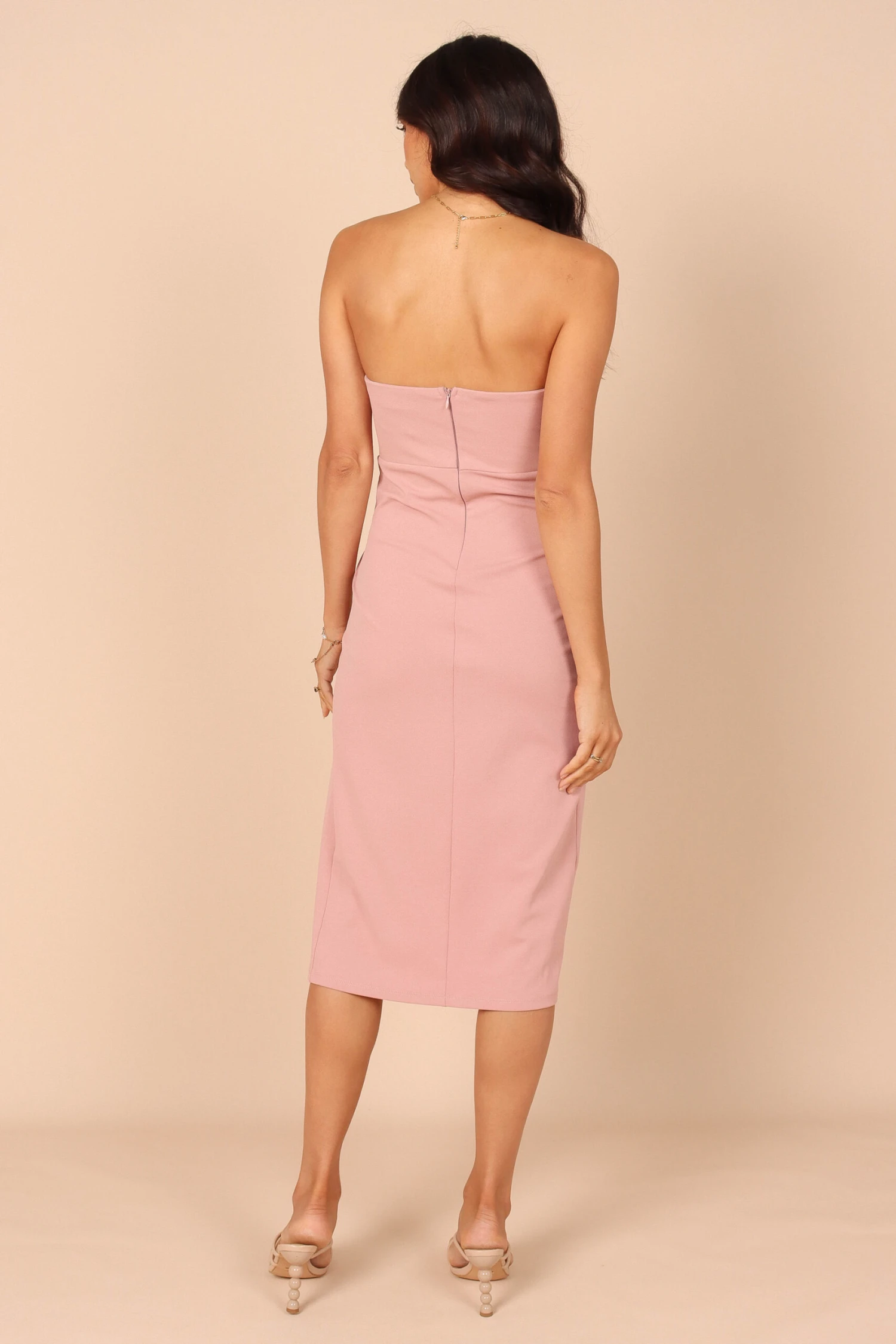 Nerene Strapless Midi Dress - Blush 4 Nerene Strapless Midi Dress - Blush - Image 2