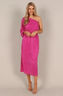 Pontee One Shoulder Pleated Midi Dress - Orchid -Fashion Dress petal and pup usa dresses pontee one shoulder pleated midi dress orchid 33077775630513