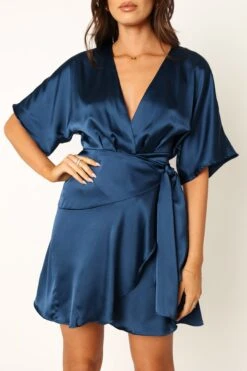 Quartz Mini Wrap Dress - Blue -Fashion Dress petal and pup usa dresses quartz mini wrap dress blue 33935869280433
