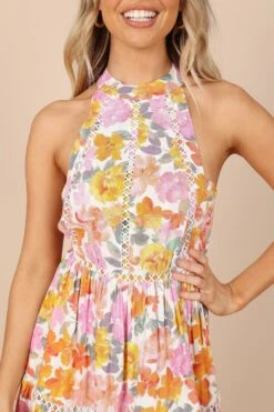 Raffael High Neck Mini Dress - Pink Floral -Fashion Dress petal and pup usa dresses raffael high neck mini dress pink floral 32257856798897