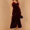 Renarde Wrap Velvet Midi Dress - Wine -Fashion Dress petal and pup usa dresses renarde wrap velvet midi dress wine 32786135154865