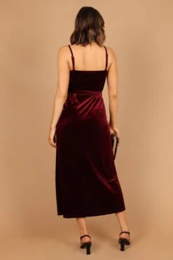 Renarde Wrap Velvet Midi Dress - Wine -Fashion Dress petal and pup usa dresses renarde wrap velvet midi dress wine 32786135253169