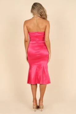 Romy Strapless Midi Dress - Hot Pink -Fashion Dress petal and pup usa dresses romy strapless midi dress hot pink 32619404525745