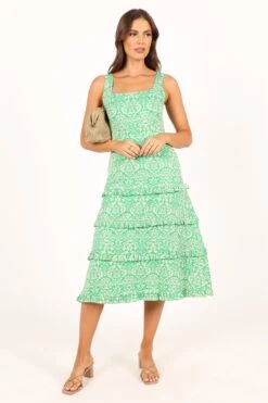 Santana Midi Dress - Green Tropical -Fashion Dress petal and pup usa dresses santana midi dress green tropical 33712103489713