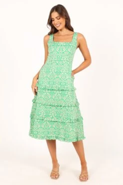 Santana Midi Dress - Green Tropical -Fashion Dress petal and pup usa dresses santana midi dress green tropical 33712103653553
