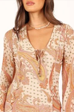 Sio Long Sleeve Midi Dress - Tan -Fashion Dress petal and pup usa dresses sio long sleeve maxi dress tan 33681588453553