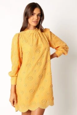 Stefania Long Sleeve Mini Dress - Mustard 14 Stefania Long Sleeve Mini Dress - Mustard -Fashion Dress petal and pup usa dresses stefania long sleeve mini dress mustard 34011654160561