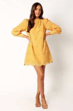 Stefania Long Sleeve Mini Dress - Mustard 15 Stefania Long Sleeve Mini Dress - Mustard -Fashion Dress petal and pup usa dresses stefania long sleeve mini dress mustard 34011654193329