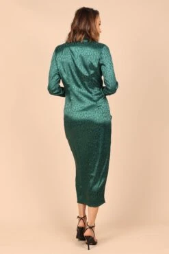 Tanzy Long Sleeve Midi Dress - Emerald -Fashion Dress petal and pup usa dresses tanzy long sleeve midi dress emerald 32409711018161