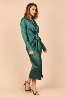 Tanzy Long Sleeve Midi Dress - Emerald -Fashion Dress petal and pup usa dresses tanzy long sleeve midi dress emerald 32747614240945