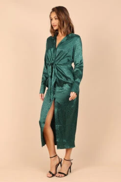 Tanzy Long Sleeve Midi Dress - Emerald -Fashion Dress petal and pup usa dresses tanzy long sleeve midi dress emerald 32747614306481