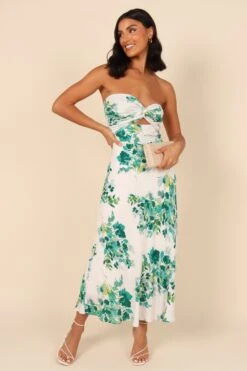 Teagan Strapless Midi Dress - Green Floral -Fashion Dress petal and pup usa dresses teagan strapless midi dress green floral 32050666438833