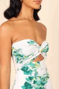 Teagan Strapless Midi Dress - Green Floral -Fashion Dress petal and pup usa dresses teagan strapless midi dress green floral 32050666471601