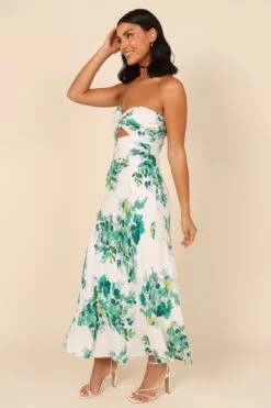 Teagan Strapless Midi Dress - Green Floral -Fashion Dress petal and pup usa dresses teagan strapless midi dress green floral 32050666537137