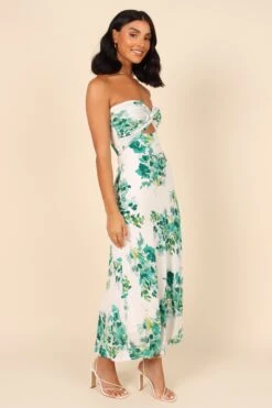 Teagan Strapless Midi Dress - Green Floral -Fashion Dress petal and pup usa dresses teagan strapless midi dress green floral 32050666602673