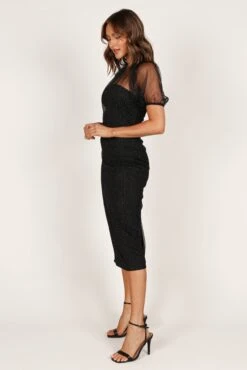 Wednesday Midi Dress - Black Sparkle -Fashion Dress petal and pup usa dresses wednesday midi dress black sparkle 33190440599729