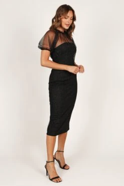 Wednesday Midi Dress - Black Sparkle -Fashion Dress petal and pup usa dresses wednesday midi dress black sparkle 33190440665265