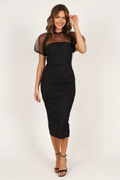 Wednesday Midi Dress - Black Sparkle -Fashion Dress petal and pup usa dresses wednesday midi dress black sparkle 33190440698033