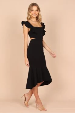 Yvonne Hi Lo Midi Dress - Black -Fashion Dress petal and pup usa dresses yvonne hi lo midi dress black 32409704005809
