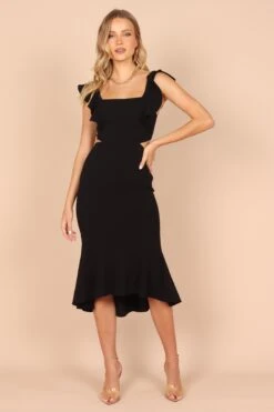 Yvonne Hi Lo Midi Dress - Black -Fashion Dress petal and pup usa dresses yvonne hi lo midi dress black 32409704071345