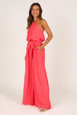 Dionne Halter Jumpsuit - Flamingo -Fashion Dress petal and pup usa jumpsuits dionne halter jumpsuit flamingo 33394980880561