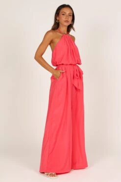 Dionne Halter Jumpsuit - Flamingo -Fashion Dress petal and pup usa jumpsuits dionne halter jumpsuit flamingo 33394980946097