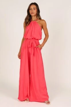 Dionne Halter Jumpsuit - Flamingo -Fashion Dress petal and pup usa jumpsuits dionne halter jumpsuit flamingo 33394980978865