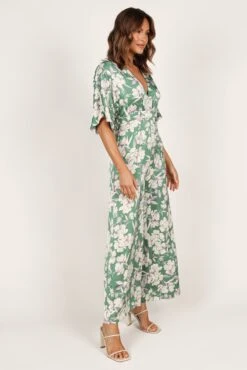 Rosalyn Jumpsuit - Green Floral -Fashion Dress petal and pup usa jumpsuits rosalyn jumpsuit green floral 33381633458353