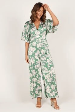 Rosalyn Jumpsuit - Green Floral -Fashion Dress petal and pup usa jumpsuits rosalyn jumpsuit green floral 33381633523889