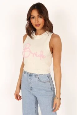 Bride Sleeveless Knit Sweater - White -Fashion Dress petal and pup usa knitwear bride sleeveless knit sweater white 33769174630577