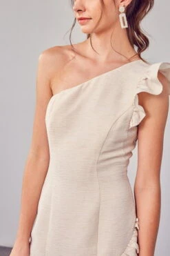 Monet One Shoulder Ruffle Mini Dress - Ivory 9 Monet One Shoulder Ruffle Mini Dress - Ivory -Fashion Dress petal and pup usa one shoulder detail ruffle dress 33524480934065