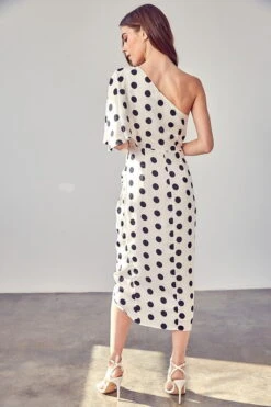 Daisy One Shoulder Midi Dress - Black Polka Dot 12 Daisy One Shoulder Midi Dress - Black Polka Dot -Fashion Dress petal and pup usa one shoulder wrap dress 33524481425585