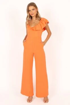 Cassie Ruffle Jumpsuit - Tangerine -Fashion Dress petal and pup usa rompers cassie ruffle jumpsuit tangerine 33612343214257