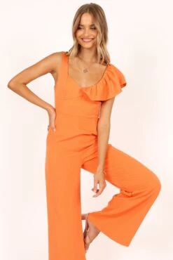 Cassie Ruffle Jumpsuit - Tangerine -Fashion Dress petal and pup usa rompers cassie ruffle jumpsuit tangerine 33612343312561