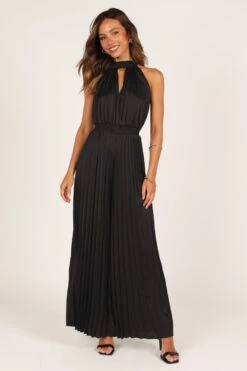 Dominique Plisse Jumpsuit - Black