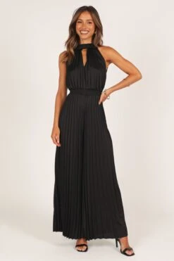 Dominique Plisse Jumpsuit - Black -Fashion Dress petal and pup usa rompers dominique plisse jumpsuit black 33276637151409