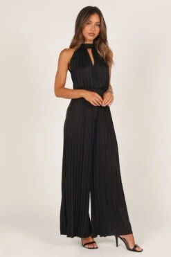 Dominique Plisse Jumpsuit - Black -Fashion Dress petal and pup usa rompers dominique plisse jumpsuit black 33276637216945